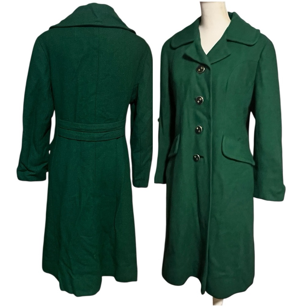 Green Women's Trench Coat - Classic Button Front